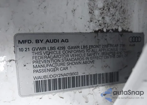 2022 Audi A3 Premium Plus 40 Tfsi Front-Wheel Drive S Tronic z USA, uszkodzony, nr VIN WAUBUDGY2NA019003